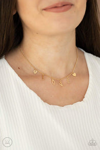 "Love Conquers All" Gold Metal Word "LOVE" Choker Necklace Set