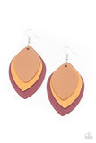 "Light as a Leather" Red, Brown & Tan Leather Layered Earrings