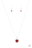 "A Dream is a Wish Your Heart Makes" Silver Red Cat's Eye Heart Necklace Set