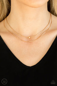 " Super Slim " Gold Metal Two Chain Dainty Choker Necklace Set