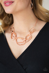 "Prehistoric Heirloom" Copper Metal Organic Shaped Oval Necklace Set