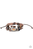 "Mystically Mediterranean" Brown Leather & Orange Cat's Eye Charm Bracelet