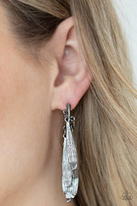 "Pursuing the Plumes" Black Metal & Textured Curved Plume Cluster Earrings