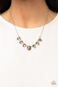 "Material Girl Glamour" Silver Chain & Topaz Brown Rhinestone Necklace Set
