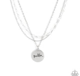 "Promoted to Grandma" Silver Metal Multi Chain and White Crystal GRANDMA Necklace Set