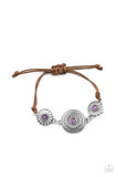 Paparazzi " Bohemian Botany " Silver Metal & Purple Cats Eye Floral Adjustable Bracelet