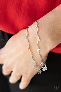 "Party in the USA" Silver Metal & Double Chain Multi Star Clasp Bracelet