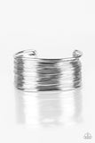 " Wire Warrior " Silver Metal Tightly Wrapped Wire Cuff Bracelet