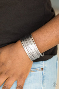 " Wire Warrior " Silver Metal Tightly Wrapped Wire Cuff Bracelet