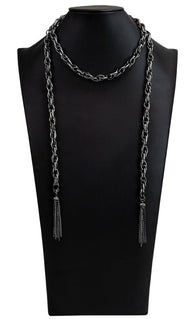 "Scarfed for Attention" Gunmetal Multi-Purpose Chain Link Scarf Necklace Set