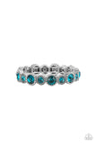 "Phenomenally Perennial" Silver metal Light Blue Rhinestone Stretch Bracelet