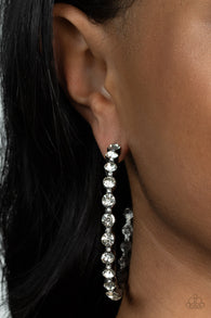 "Royal Reveler" Gunmetal & White/Clear Rhinestone Large Hoop Earrings