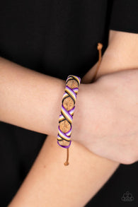 "Desert Pirate" Cork & Multicolored Rainbow Cords Wrapped Adjustable Bracelet
