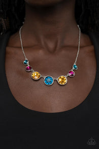 "Pampered Powerhouse" Silver Metal & Multi Color Rainbow Graduated Necklace Set