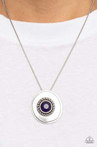 "Make Me a Medallionaire" Silver Metal Disc & Purple Rhinestone Necklace Set