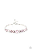 "Lusty Luster" Silver Metal & Light Pink Rhinestone Multi Heart Bar Bracelet