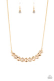 "Sparkly Suitor" Gold Metal & White Rhinestone Multi Heart Bar Necklace Set