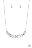 "Sparkly Suitor" Silver Metal & White Rhinestone Multi Heart Bar Necklace Set