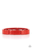 "Material Movement" Multiple Metal Red Squares Stretch Bracelet