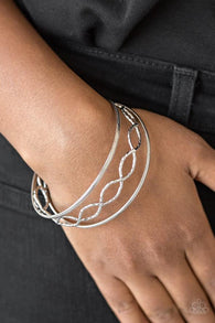 "Metal Manic" Silver Metal Multi Texture Bangle Bracelets Set of 3