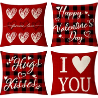 18X18 Sets of 2 Valentine's Day Throw Pillow Covers (*No Inserts) Canvas Feel Set Heart 17A or 17B