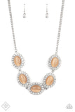 "A Diva-ttitude Adjustment" Silver Orange Cat's Eye & Rhinestone Necklace Set