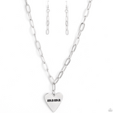 "Mama Can't Buy You Love" Silver Chain with a HEART That Says "MAMA" Necklace Set
