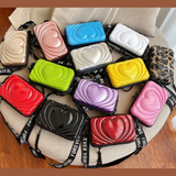Hardshell Light Weight Suitcase Heart Design, Double Zippered Crossbody Bag in Light Pink