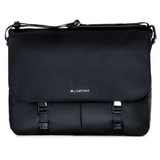 BUGATCHI Nylon Messenger Laptop Travel Bag with Leather Trim