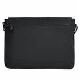 BUGATCHI Nylon Messenger Laptop Travel Bag with Leather Trim