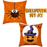 18X18 Set of 2 Halloween Pillow Covers (*No Inserts) in a Linen Blend Set #2