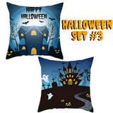 18X18 Set of 2 Halloween Pillow Covers (*No Inserts) in a Linen Blend Set #3