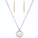 "Shimmering Seashores" Gold Metal & White Sea Shell Like Necklace Set