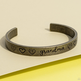 "A Grandmothers Love" Brass Metal with "Grandma" Surrounded by Hearts Cuff Bracelet