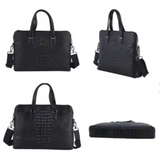 Croco Embossed Leather Laptop Bag with Handle Drop & Detachable Shoulder Strap