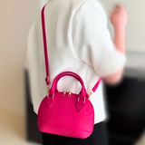 Soft & Light Weight Crocodile Pattern Double Zippered Handbag/Crossbody Bag Pink or Black