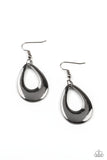 "All Allure, All The Time" High Polished Gunmetal Tear Drop Shaped Hoop Earrings