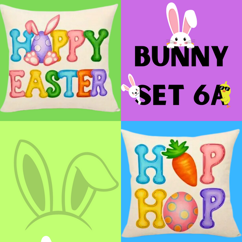 18X18 2 EASTER SEASON Throw Pillow Covers (*No Inserts) Canvas Feel "BUNNY SETS 6A or 6B"