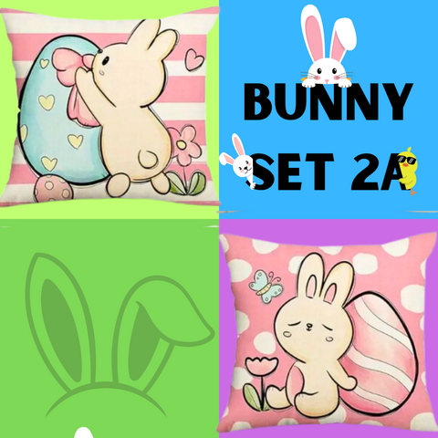 18X18 2 EASTER SEASON Throw Pillow Covers (*No Inserts) Canvas Feel "BUNNY SETS 2A or 2B"