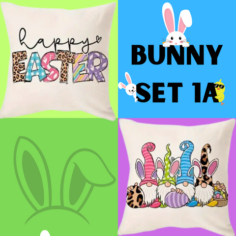 18X18 2 EASTER SEASON Throw Pillow Covers (*No Inserts) Canvas Feel "BUNNY SETS 1A or 1B"