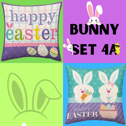 18X18 2 EASTER SEASON Throw Pillow Covers (*No Inserts) Canvas Feel "BUNNY SETS 4A or 4B"