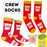 CUP NOODLES Foods Officially Licensed Crew Length Unisex 1 Pair of Socks Sizes 9-10