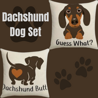 DACHSHUND Dog Throw Pillow Cover (*No Insert) Linen Blend (Canvas) 18X18 Set of 2