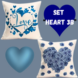 18X18 Sets of 2 Valentine's Day Throw Pillow Covers (*No Inserts) Canvas Feel Set Heart 3A or 3B