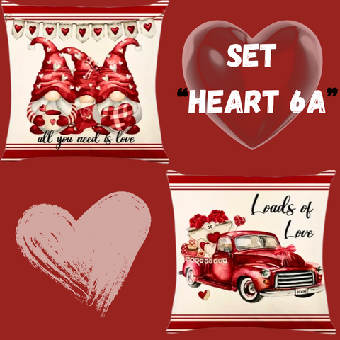 18X18 Sets of 2 Valentine's Day Throw Pillow Covers (*No Inserts) Canvas Feel Set Heart 6A or 6B