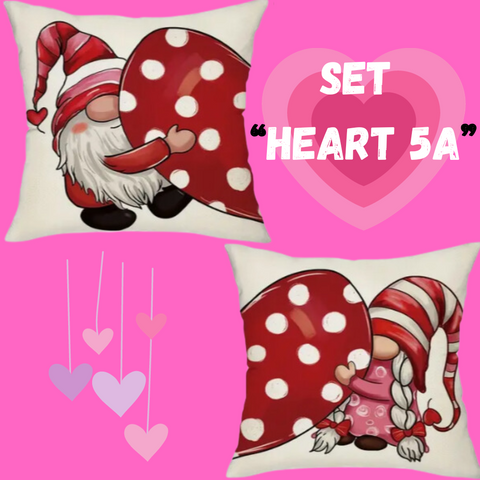 18X18 Sets of 2 Valentine's Day Throw Pillow Covers (*No Inserts) Canvas Feel Set Heart 5A or 5B