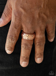 Paparazzi " Field Artillery " Men's Copper Metal Braided Design Band Elastic Ring