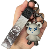 COOL COLOR OMBRE TEDDY BEAR CHARACTER KEYCHAINS WITH STRAP