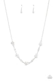 " Gorgeously Glistening " Silver Metal White Rhinestone Cluster Necklace Set