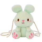 Adorable Fluffy & Soft Embroidered Bunny Rabbit Crossbody Bag with Rope Strap in Mint Green